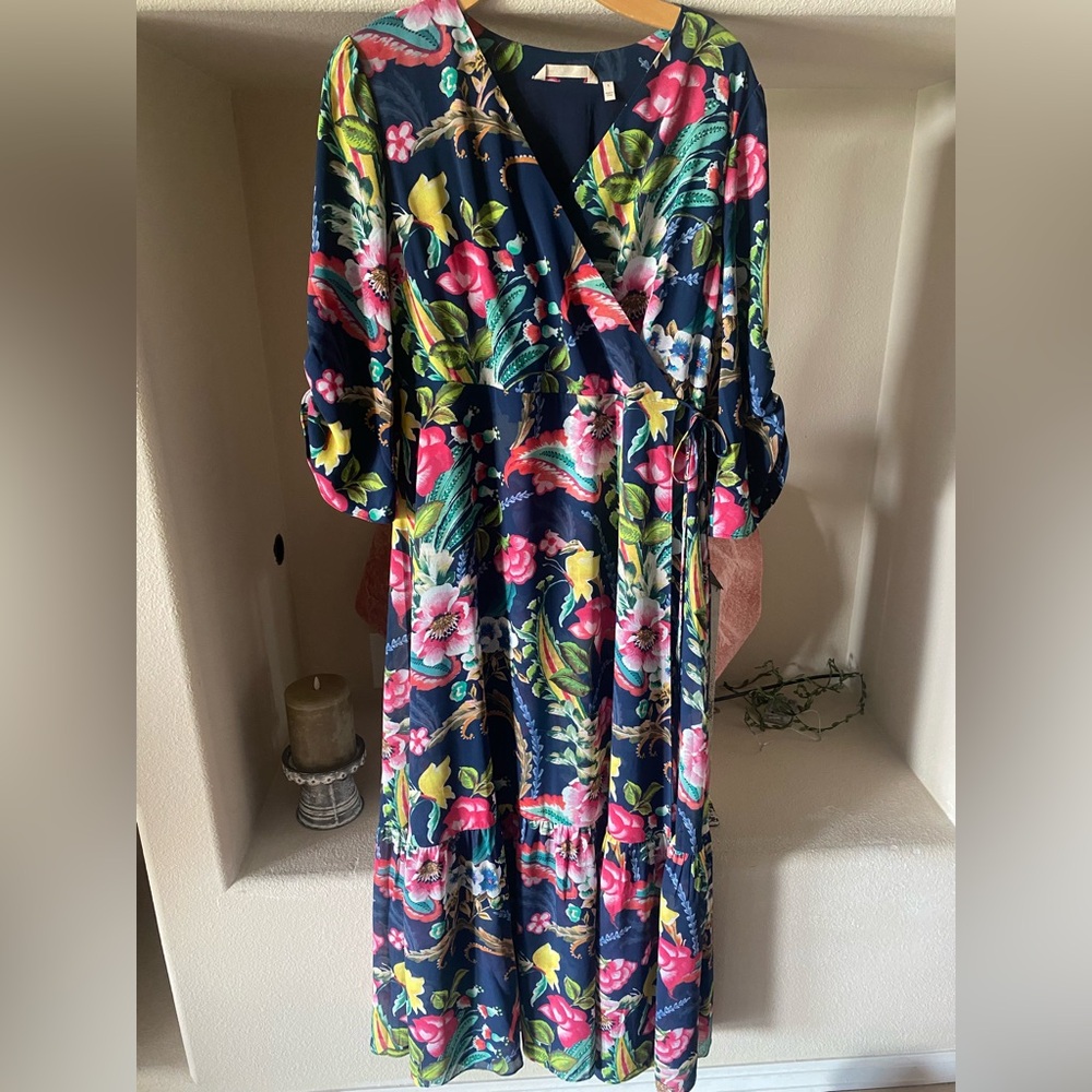 Soft Surroundings Navy and Multicolor Maxi Dress